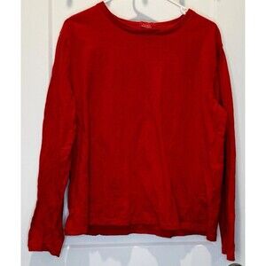 Nuuds Women's Long Sleeve Crew Neck Top Red Size Medium Soft Casual Basic